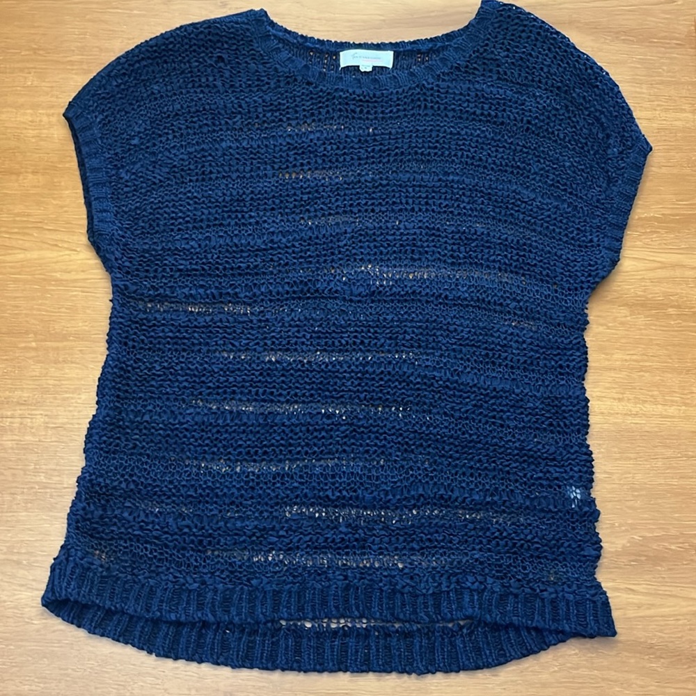 Vince Camuto Trendy Open Weave Sleeveless Knit Tunic, Dropped Shoulder, Size M
